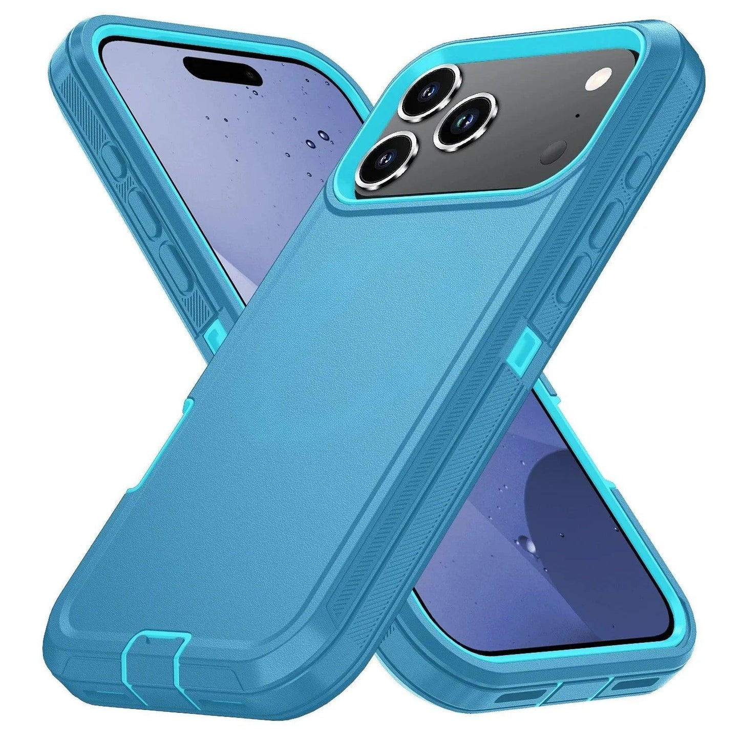 Shockproof Armor Defender Case for iPhone 11–17 with Stand – PC + TPU