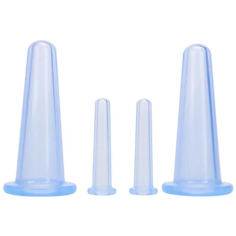4PCS Silicone Vacuum Cupping Massage Jars Anti Cellulite Massage Facial Suction Cups Face Neck Lift Skin Scraping Beauty Tool