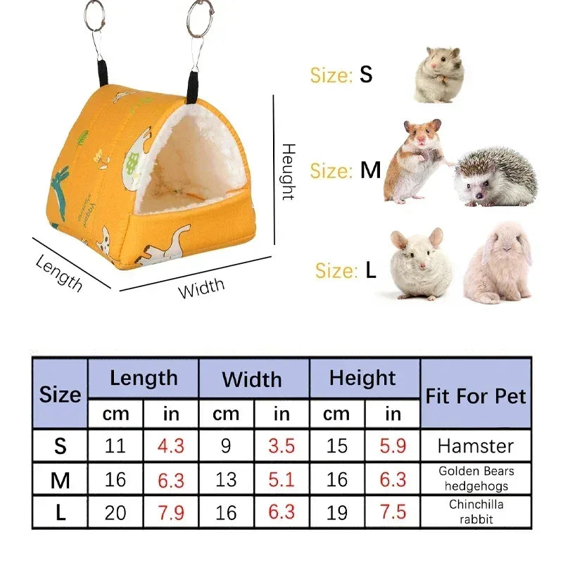 1pc Cute Print Bird Bed Mini Cage Rabbit Squirrel Mat Guinea Pig Nest Hamster House Small Animal Sleeping Bed Pet Hanging Cage - Urbizia