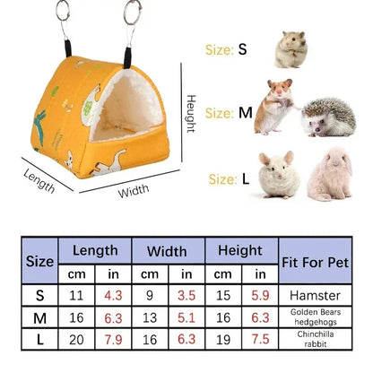 1pc Cute Print Bird Bed Mini Cage Rabbit Squirrel Mat Guinea Pig Nest Hamster House Small Animal Sleeping Bed Pet Hanging Cage - Urbizia