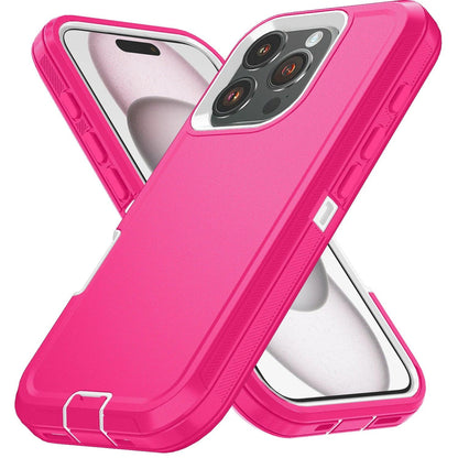 Shockproof Armor Defender Case for iPhone 11–17 with Stand – PC + TPU