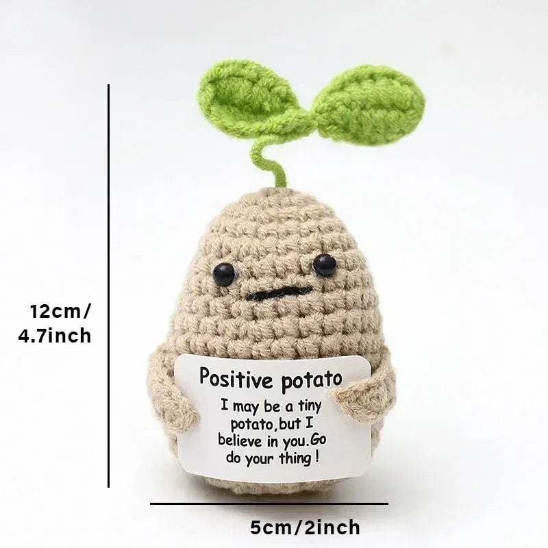 Positive Energy Crochet Doll Pocket Hug Handmade Knitted Plush Potato Plant Avocado Bee Turtle Duck Funny Emotional Support Gift - Urbizia