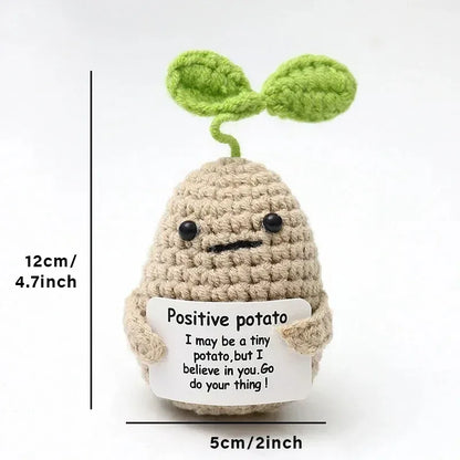 Positive Energy Crochet Doll Pocket Hug Handmade Knitted Plush Potato Plant Avocado Bee Turtle Duck Funny Emotional Support Gift - Urbizia