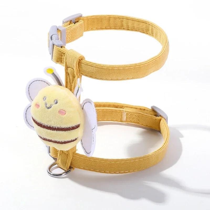 Cartoon Bee Cat Harness and Leash Set – Small & Medium Pets