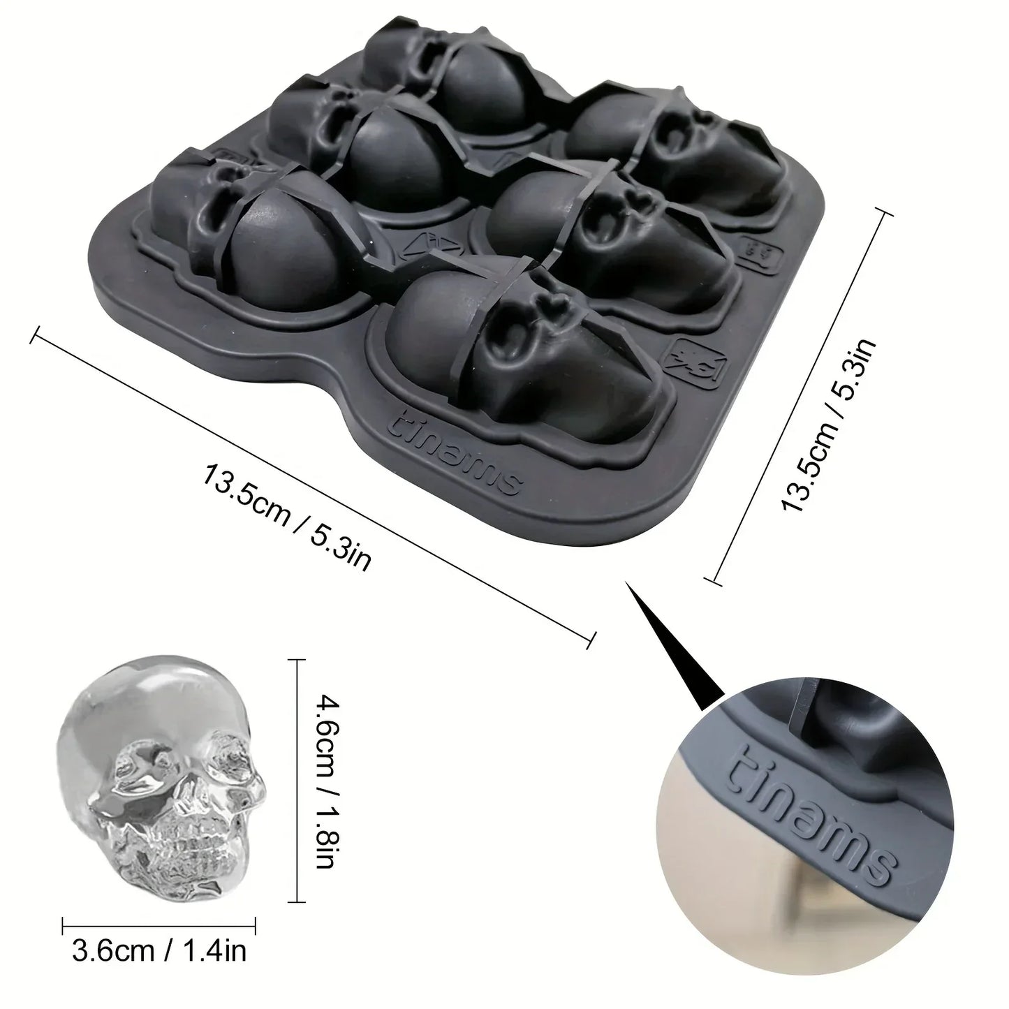 3D Skull Silicone Ice Ball Mold for Cocktails