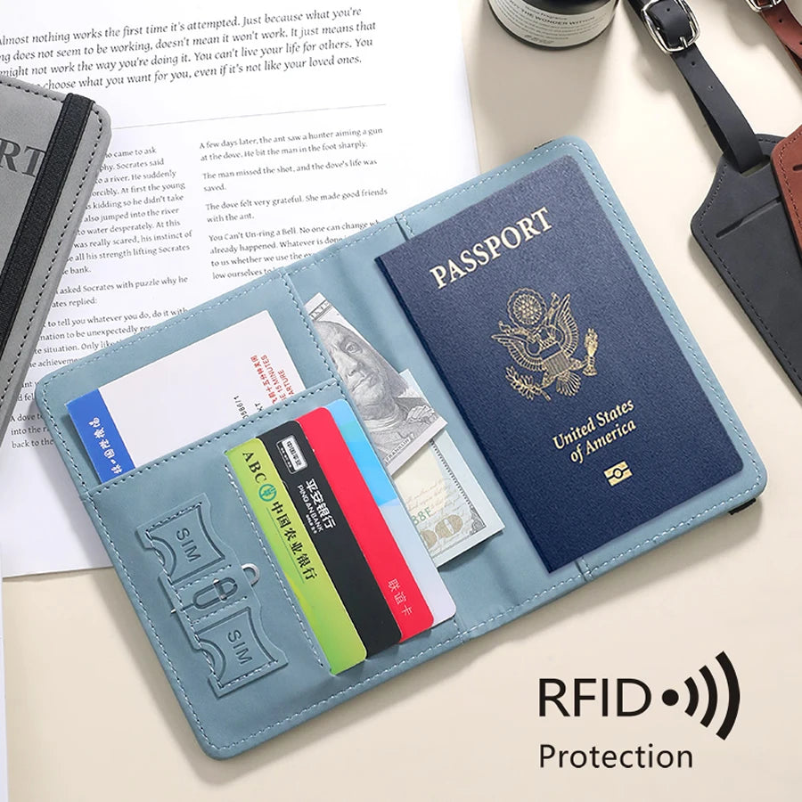 RFID Blocking Passport Holder PU Leather Anti-magnetic Travel Wallet Card Case Travel Accessories 6 Colors Optional
