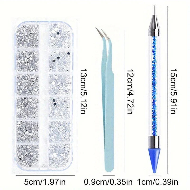 Nails Art Multi-Size Flat Back Acrylic Rhinestones 3D Crystal DIY Decorations Glitter Crystal Gem Manicure Accessories With