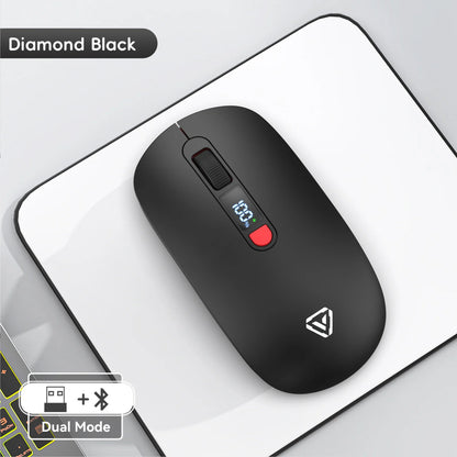 2.4G Bluetooth Wireless Mouse Mute Button Rechargeable 500mA Battery Laptop Office Computer Digital Display Battery Level 4 DPI