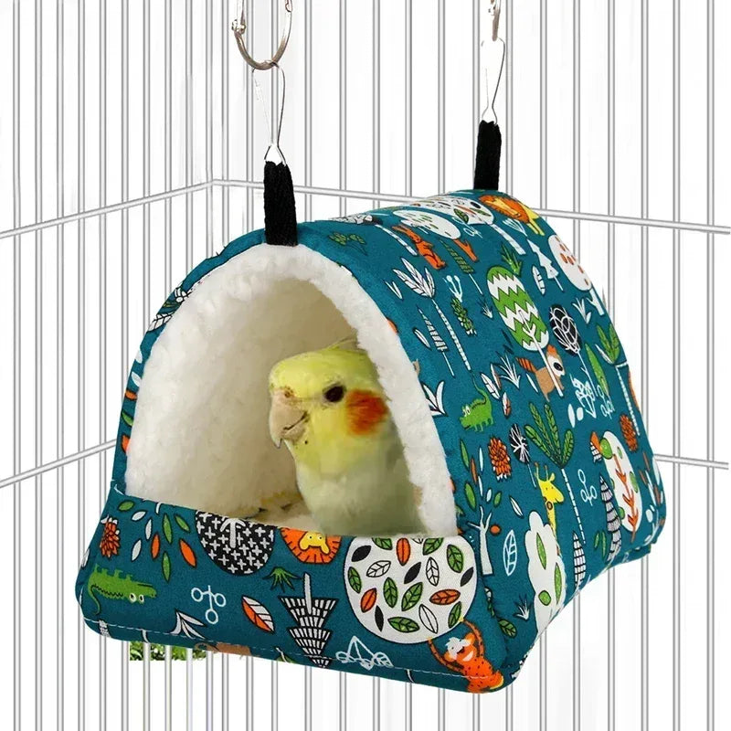 1pc Cute Print Bird Bed Mini Cage Rabbit Squirrel Mat Guinea Pig Nest Hamster House Small Animal Sleeping Bed Pet Hanging Cage - Urbizia