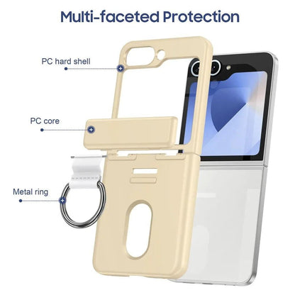 Z Flip8 Luxury Wallet Clip Flip Slot Card Phone Case for Samsung Galaxy Z Flip 7 FE 6 5 Zflip6 Finger Ring Shockproof Hard Cover