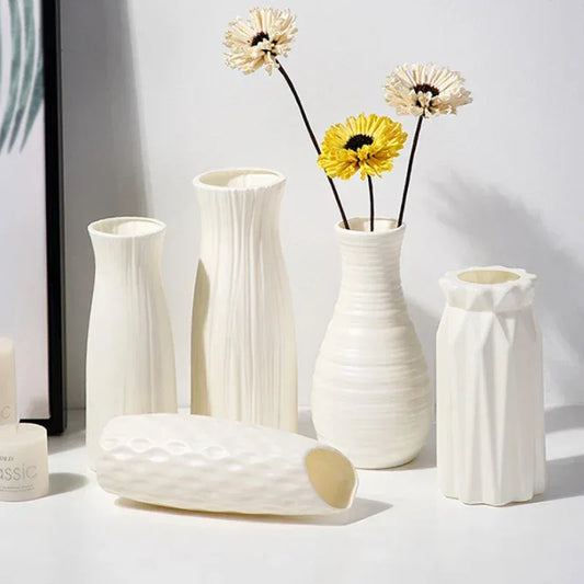 Simple Small Fresh Flower Vase Nordic Plastic Vase Scene Decoration Room Decoration Wedding Supplies Wedding Gift 1pc - Urbizia