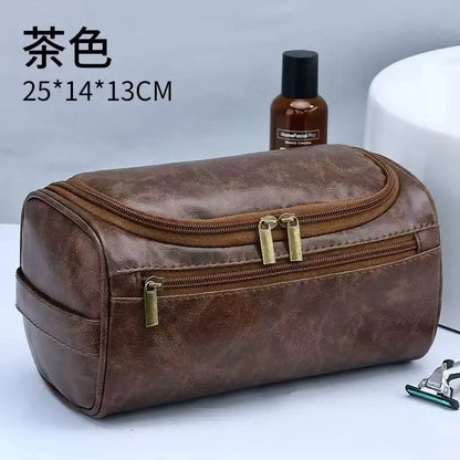 Men PU Vintage Luxury Toiletry Bag Travel Necessary Business Cosmetic Makeup Cases Male Hanging Storage Organizer Wash Bags