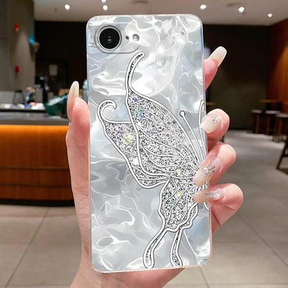 For iPhone 16e Case Clear Luxury Fashion Butterfly Flowers Soft TPU Silicone Jelly Back Cover for Apple iPhone 16e Phone Case