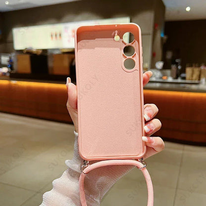 Liquid Silicone Crossbody Lanyard Phone Case for Samsung