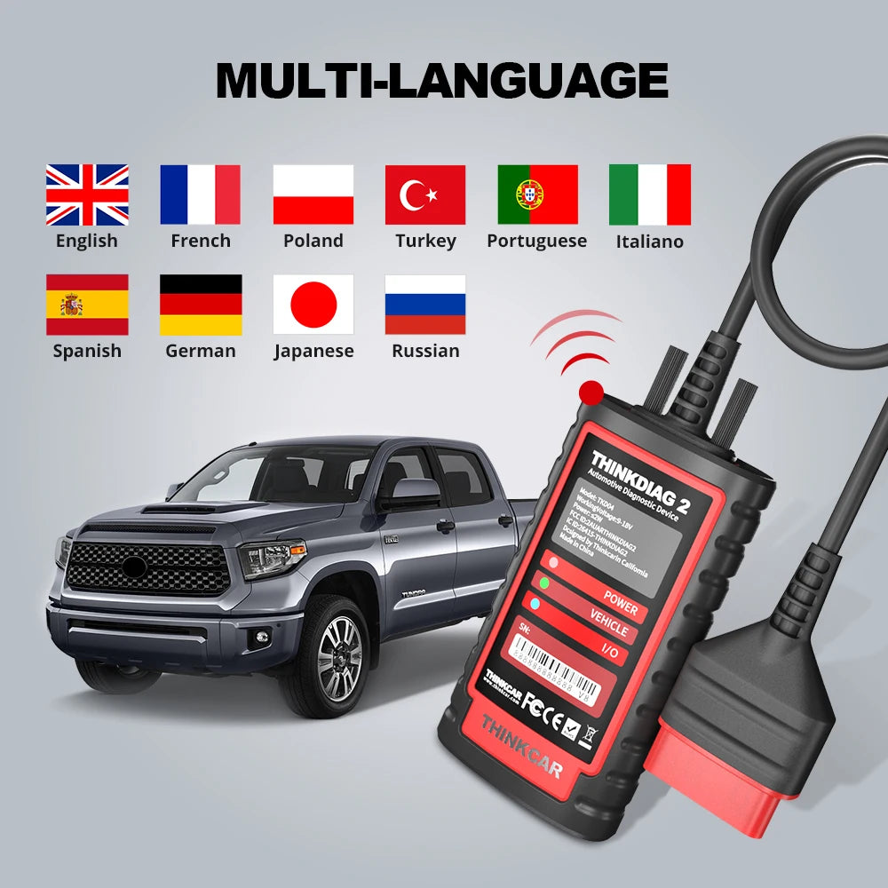 Thinkdiag2 All System Bidirectional OBD2 Diagnostic Scanner for iOS & Android, THINKCAR Bluetooth Scan Tool with CAN-FD Protocol, 15+ Reset Functions, ECU Code, Active Test, AutoVIN, 1 Year Update