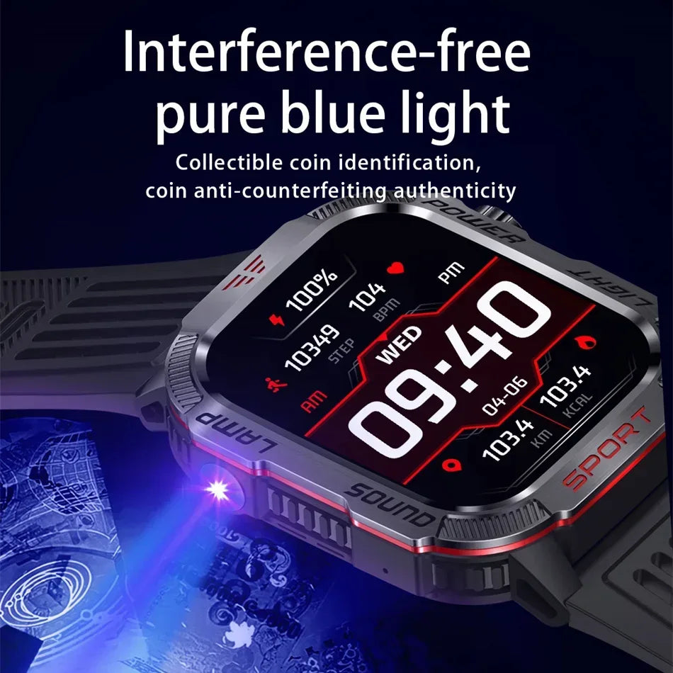 New Military GPS Smart Watch Men Flashlight Compass Waterproof 600mAh Battery Outdoor Sport Tracker Bluetooth Call Smartwatch - Urbizia