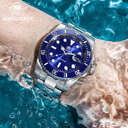 ADDIESDIVE Stainless Steel Watch Men's European and American Business Leisure Quartz Watch Waterproof Outdoor Sports Watch