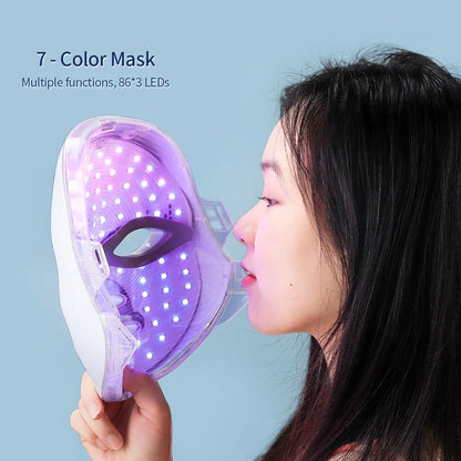 7-Color LED Facial Mask with Neck Light Therapy