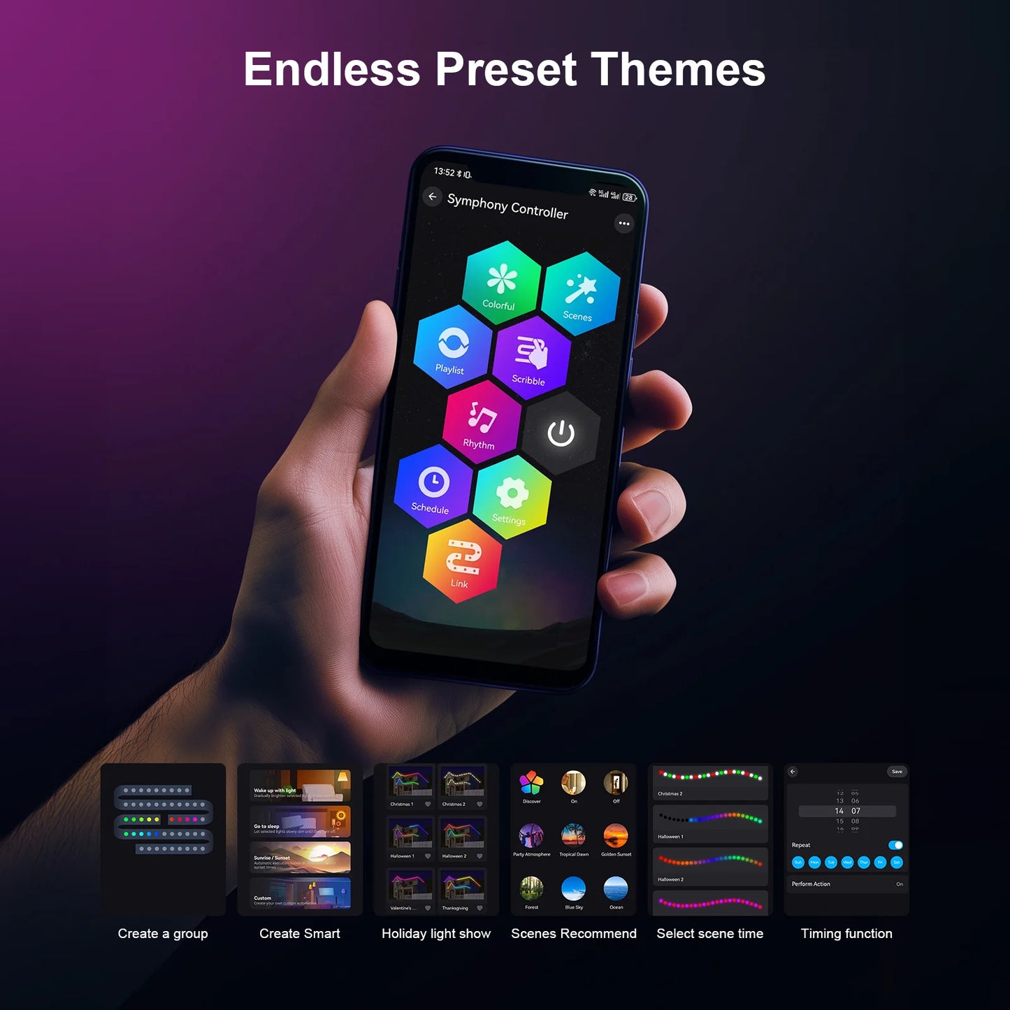 20M Permanent Outdoor Smart RGBIC LED Eaves Lights – App & Remote Control Full House Flashing Lighting