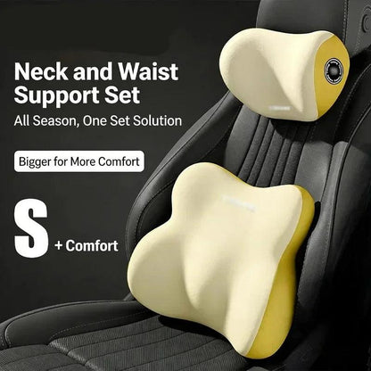 Memory Foam Car Neck Headrest and Lumbar Waist Support Pillow