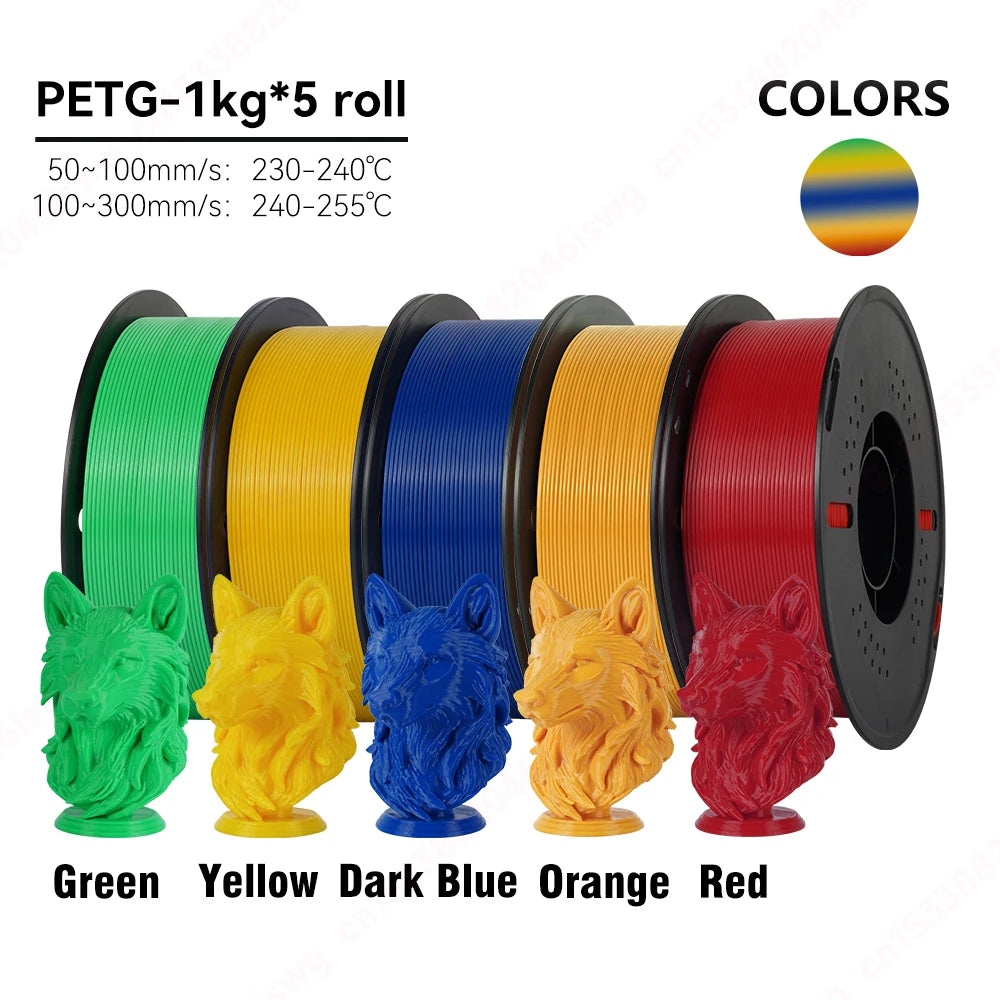 KINGROON 5/10KG PETG 3D Printer Filament 1.75mm +/- 0.03mm 3D Printing Filament Neatly Wound Filament Vacuum Packing Fast Shippi