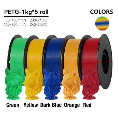 KINGROON 5/10KG PETG 3D Printer Filament 1.75mm +/- 0.03mm 3D Printing Filament Neatly Wound Filament Vacuum Packing Fast Shippi