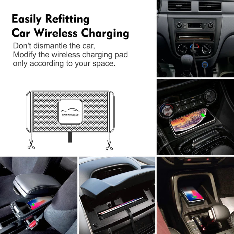 Car Wireless Charger Mat Silicone Non-Slip Pad for iPhone 17 16 15 14 Pro Max Samsung Car Wireless Phone Charger Fast Charging