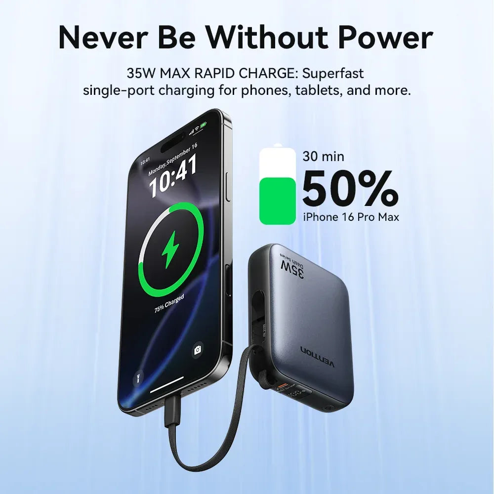 35W Mini Power Bank 10000mAh PD Fast Charging Portable