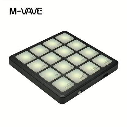 M-VAVE 16-Key RGB Backlit MIDI Pad—Portable Music Production Controller Available in Black and White—Music Production, Electronic Drum Triggering, and DJ Equipment