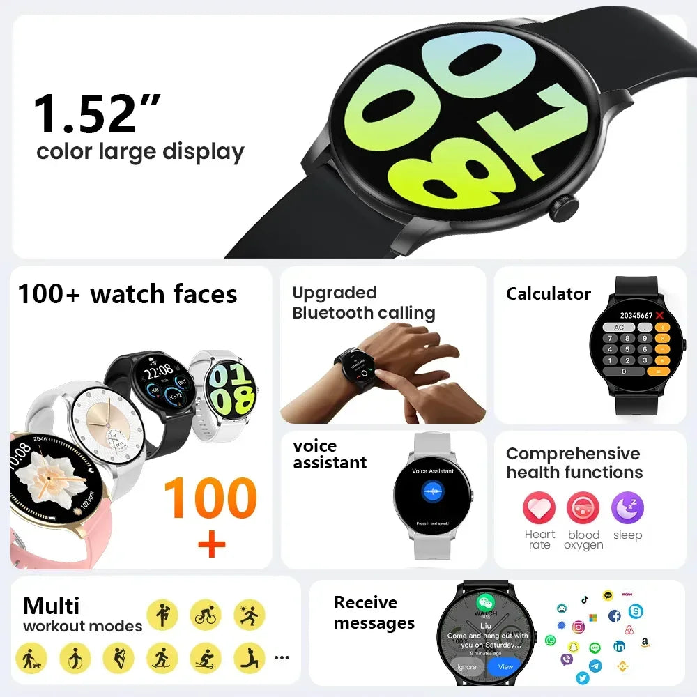LXASFIT 2025 New Smart Watch Heart Rate Sleep Health Monitor Bluetooth Talk Ladies Sport Smart Watch for Android IOS - Urbizia