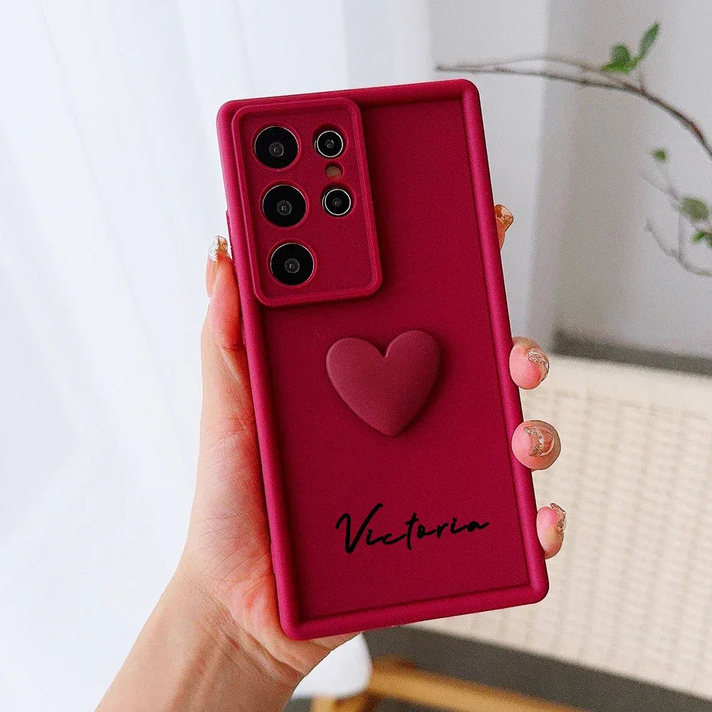 Customized 3D Love Heart Soft Case for Samsung Galaxy