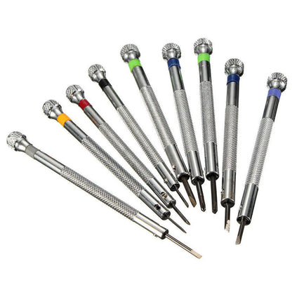 9 in 1 Precision Screwdriver Set with 9 Extra Blades, Rotating Stand for Watch Eyeglass Electronics Repair Tools