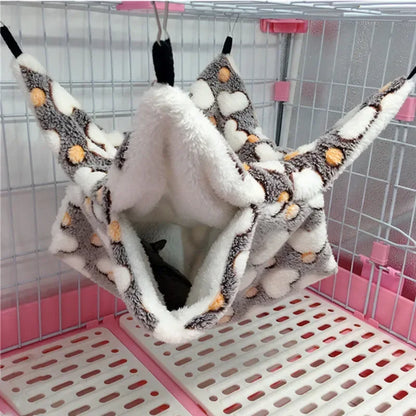 1/2 pcs Hamster Hideout Cage Print Fleece Guinea Pig Sugar Glider Sleeping Bed Rodent Hammock Rat Little House Animals Supplies - Urbizia