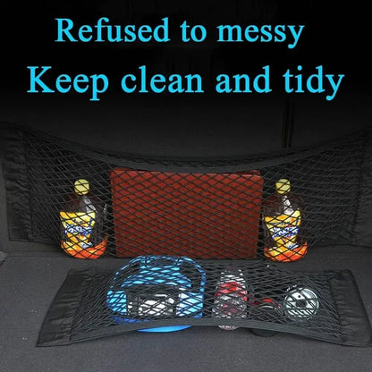 Car Storage Net Stretchable Mesh Pocket Net Magic Elastic Sticker Universal Rear Mesh Trunk Seat Bag Pocket Cage Auto Organizer - Urbizia