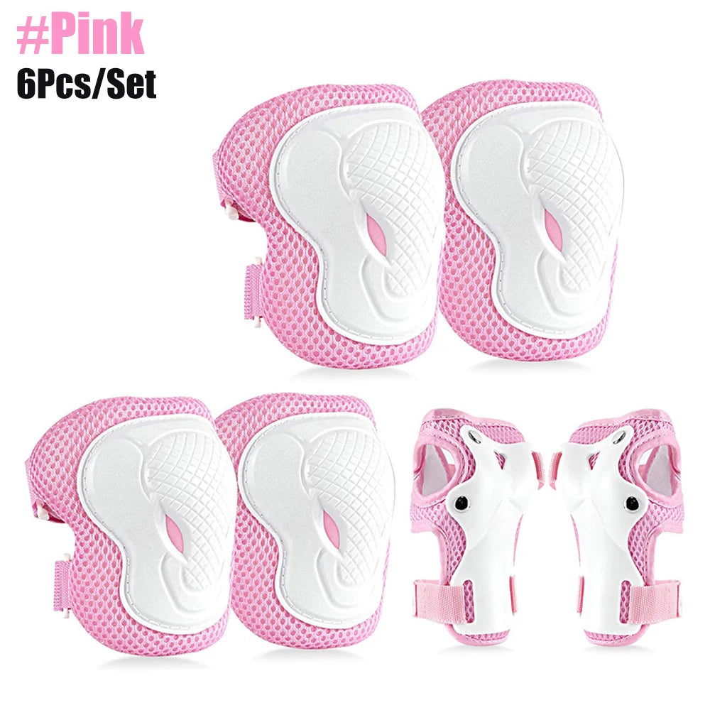 6 In 1 Kids/Youth Protective Gear Set, Kids Knee Pads Elbow Pads & Wrist Guard for Scooter, Skateboard, Bicycle, Inline Skating