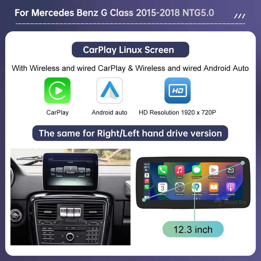 Linux Touch Screen for Mercedes Benz G Class W463 2013-2018 GPS With Wireless Carplay Android Auto Airplay Mirroring Car Radio