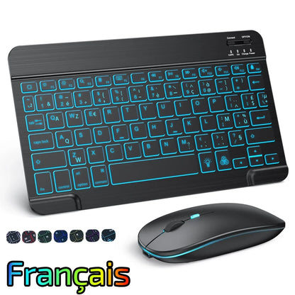 Hebrew/Russian/Spanish/Portuguese/Korean RGB Backlight Bluetooth Keyboard For IOS Android Windows iPad  Samsung Tablet Laptop