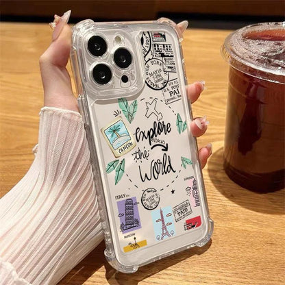 Transparent Travel Map TPU Case for iPhone Series