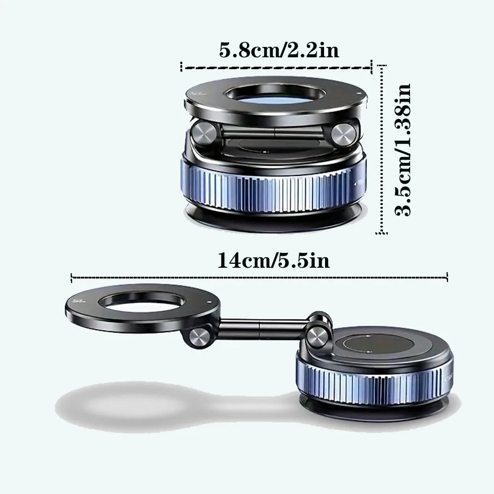 Foldable Magnetic Car Phone Mount – 360° Rotatable, Dashboard Suction Cup, with Extra Mount Pad & Adjustment Wrench, Versatile