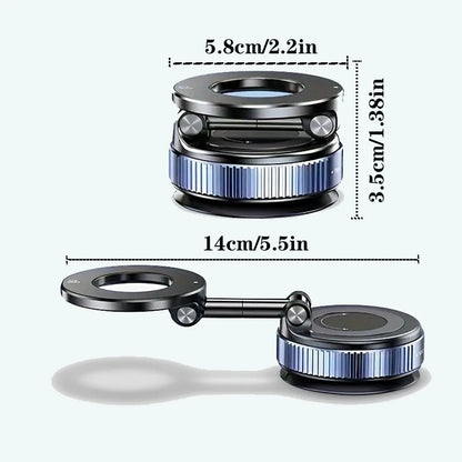 Foldable Magnetic Car Phone Mount – 360° Rotatable, Dashboard Suction Cup, with Extra Mount Pad & Adjustment Wrench, Versatile