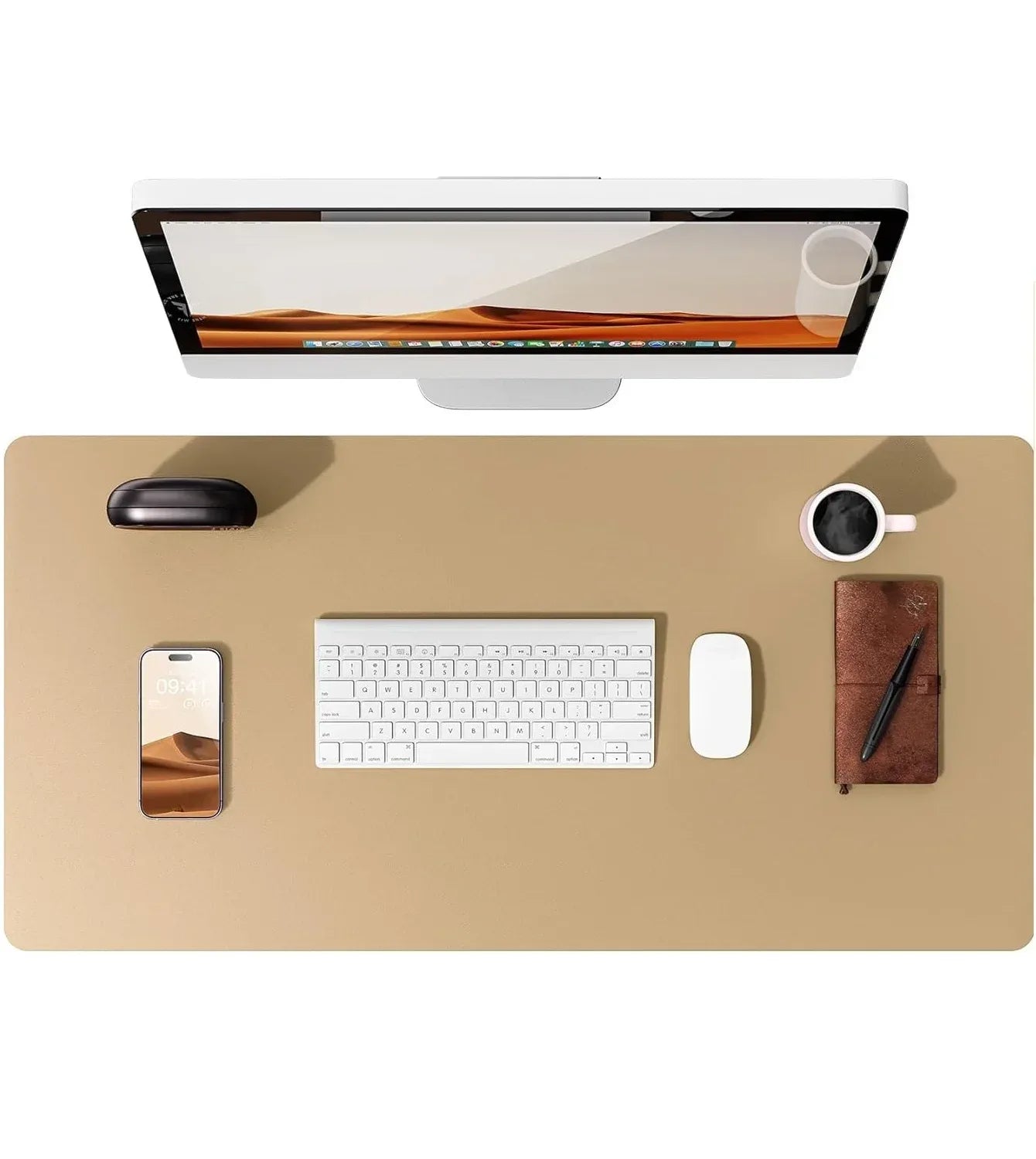 Large Mouse Pad,Office Desk Mat, Leather Desk Pad Protector, Non-Slip PU Leather Desk Blotter, Laptop Desk Pad - Urbizia