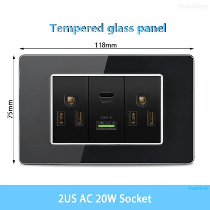 American Thai Standard USB Type-C 20W Fast Charging Power Outlet,Mexico with Smart usb c 3A Socket Wall Electric Light Switch - Urbizia