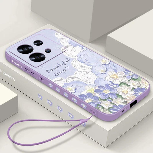 Floral Lanyard Soft TPU Case for Xiaomi Redmi & Poco Series