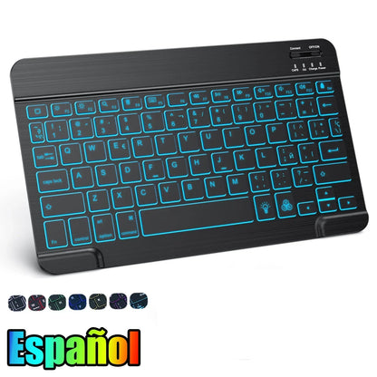 Hebrew/Russian/Spanish/Portuguese/Korean RGB Backlight Bluetooth Keyboard For IOS Android Windows iPad  Samsung Tablet Laptop