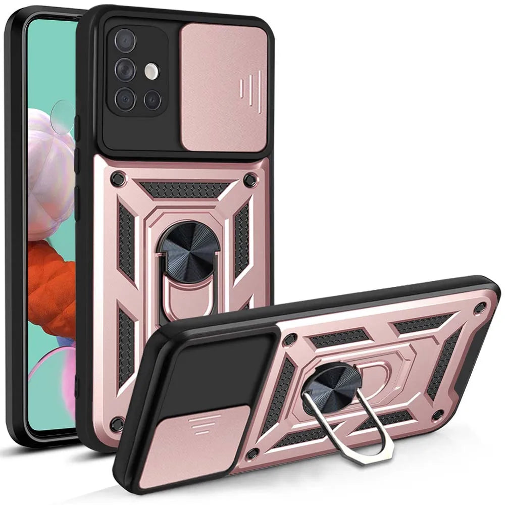 Case For Samsung Galaxy A71 A51 A73 A72 A53 A52 A33 A32 A34 A35 A23 A24 A25 Slide Camera Protector 360 Ring Armor PC Hard Cover