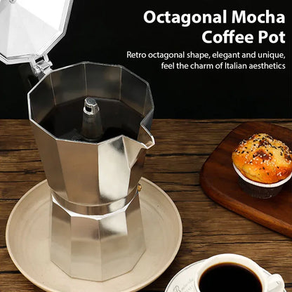 Octagonal Moka Coffee Kettle Latte Percolator Espresso Pot Home Office Travel Outdoor Camping Tableware ﻿Aluminum Coffee Tea Pot