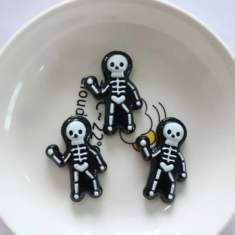 10Pcs Resin Halloween Ghosts, Skeletons & Pumpkins – Flat Back Embellishments