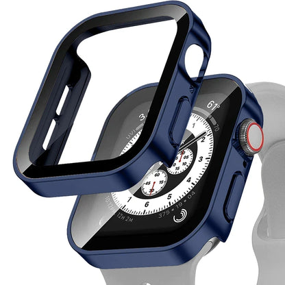 Glass+Case for Apple Watch 42 46mm 45mm 41 49 44mm 40 Mm Straight Edge Screen Protector Cover Case iWatch SE 6 7 8 9 10 11 Ultra