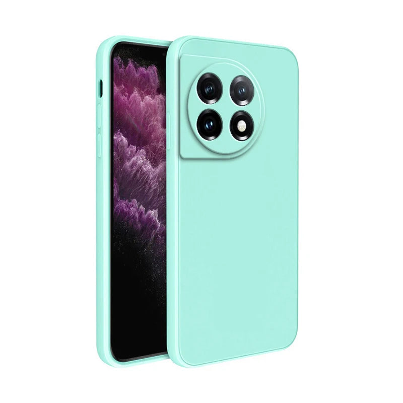 Soft Back Cover Phone Case for Oneplus 11 11R 5G Candy Color Liquid Silicone Funda Luxury Straight Edge Original Protect Housing