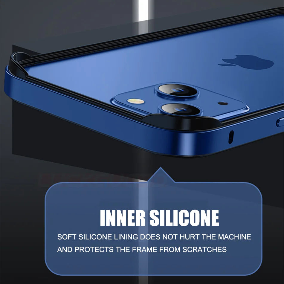 For iPhone 11 12 13 14 15 Plus 16 17 18 Pro Max Bumper Case Hybird Silicone Frame Luxury Light Aluminum Metal For iPhone17 18pro